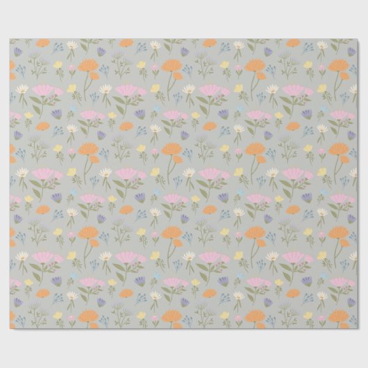 Colourful meadow on grey geschenkpapier (Flach)