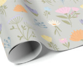 Colourful meadow on grey geschenkpapier (Rolleneckpunkt)