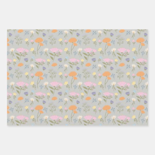 Colourful meadow on grey geschenkpapier set (Vorderseite 3)