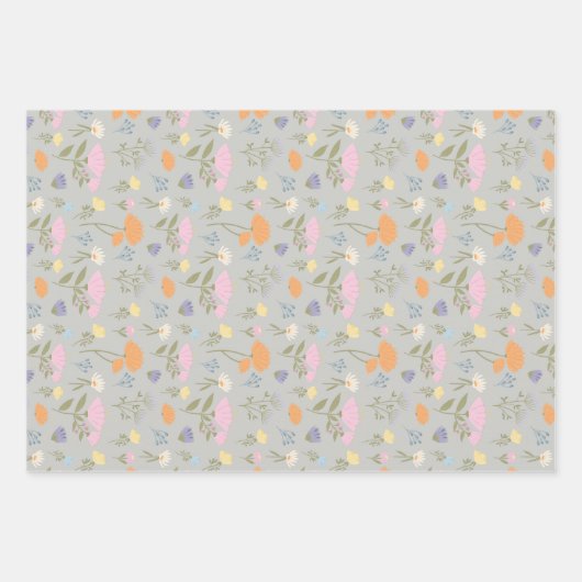 Colourful meadow on grey geschenkpapier set (Vorderseite 2)