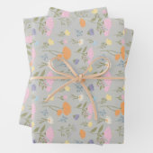 Colourful meadow on grey geschenkpapier set (Beispiel)