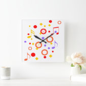 Colourful Music Notes Quadratische Wanduhr (Zuhause)