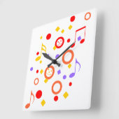 Colourful Music Notes Quadratische Wanduhr (Winkel)
