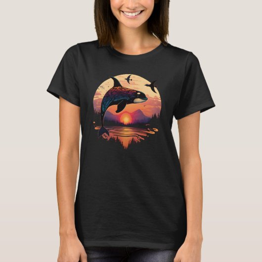 Colourful mystical orca whale watching dolphin pot T-Shirt (Vorderseite)