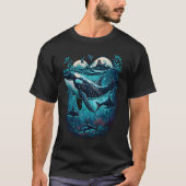 Colourful mystical orca whale watching dolphin pot T-Shirt (Vorderseite)