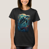 Colourful mystical orca whale watching dolphin pot T-Shirt (Vorderseite)