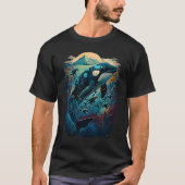 Colourful mystical orca whale watching dolphin pot T-Shirt (Vorderseite)
