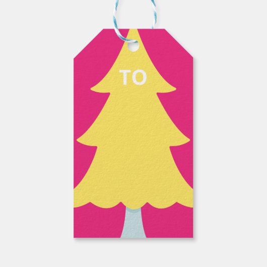 Colourful Neon Typographic HO HO Christmas Tree Geschenkanhänger (Rückseite)