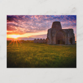 Colourful Norfolk Ruins at sunset postcard Postkarte