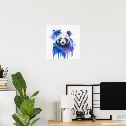Colourful Panda Watercolor Artwork Poster (Heimbüro)