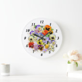 Colourful Pansies Große Wanduhr (Zuhause)