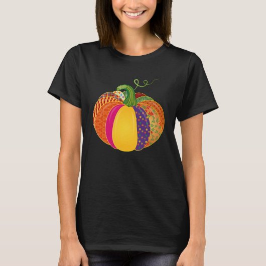 Colourful patchwork pumpkin with different pattern T-Shirt (Vorderseite)