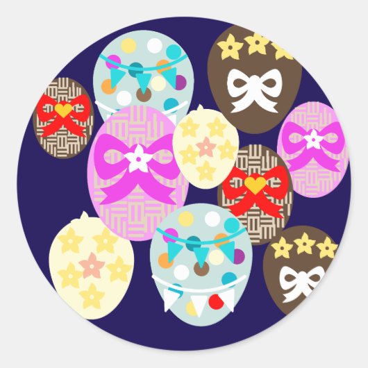 Colourful patterned Easter Egg   Runder Aufkleber (Vorderseite)