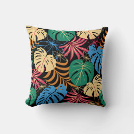 Colourful pillow with a tropical leaf pattern kissen