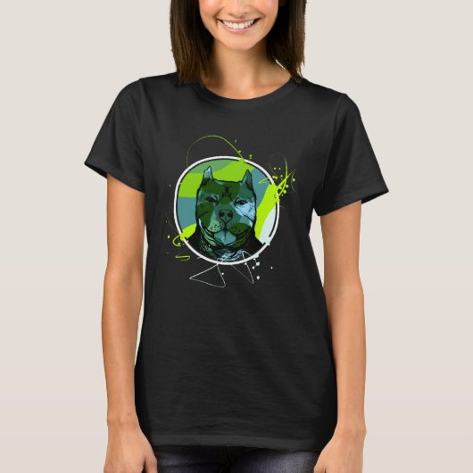 Colourful Pitbull Terrier Dog Love Dad Mum Boy Gir T-Shirt (Vorderseite)