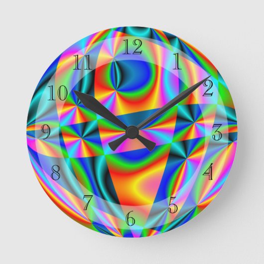 Colourful Rainbow Quilt Runde Wanduhr (Vorderseite)