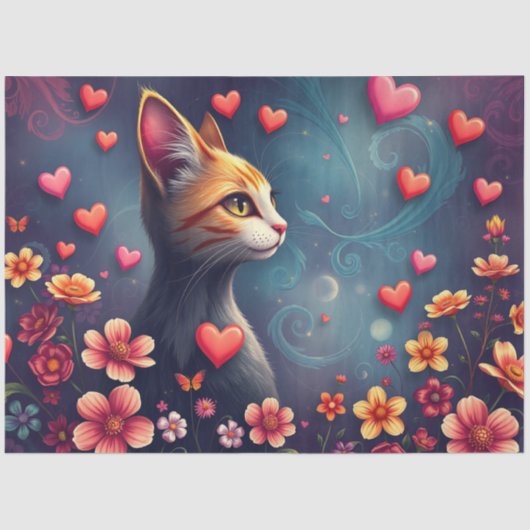 Colourful Romantic Cats Tissue Paper Seidenpapier (Vorderseite)