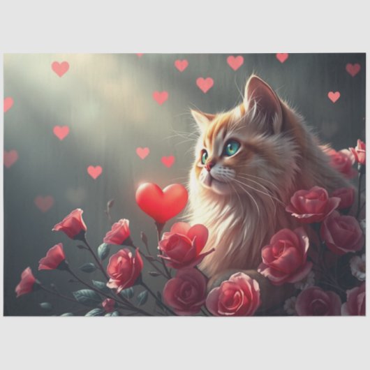 Colourful Romantic Cats Tissue Paper Seidenpapier (Vorderseite)