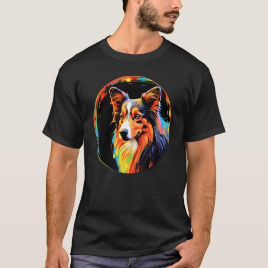 Colourful Shetland Sheepdog Dog Dad Mom Graffity T-Shirt (Vorderseite)
