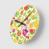 Colourful Sketchy Fruit Abstract Pattern Runde Wanduhr (Winkel)