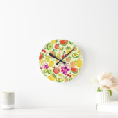 Colourful Sketchy Fruit Abstract Pattern Runde Wanduhr (Zuhause)