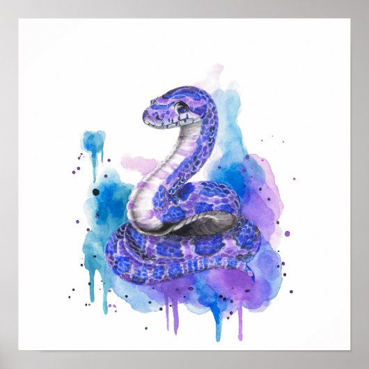 Colourful Snake Watercolor Artwork Poster (Vorne)