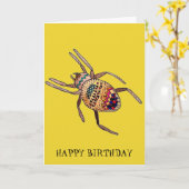 Colourful Spider birthday arachnid art Karte (Gelbe Blume)