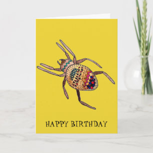 Colourful Spider birthday arachnid art Karte