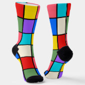 Colourful Square Grid Socks – Retro Geometric Socken (Gewinkelt)