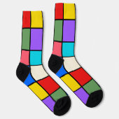 Colourful Square Grid Socks – Retro Geometric Socken (Rechts)