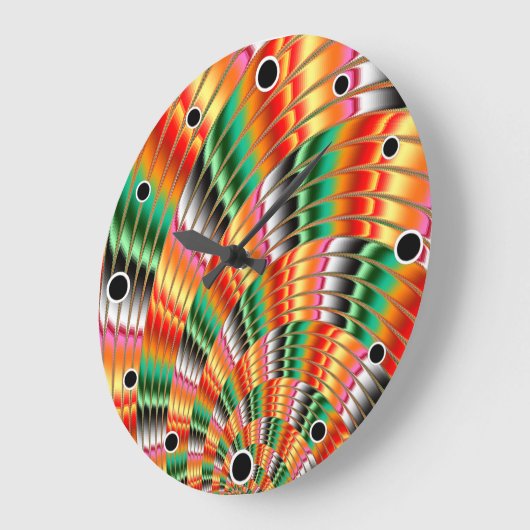 Colourful Swirling Fractal Große Wanduhr (Winkel)