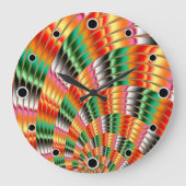 Colourful Swirling Fractal Große Wanduhr (Vorderseite)