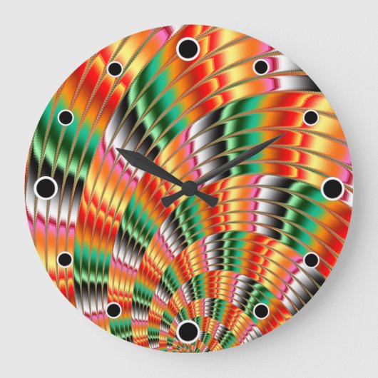 Colourful Swirling Fractal Große Wanduhr (Vorderseite)