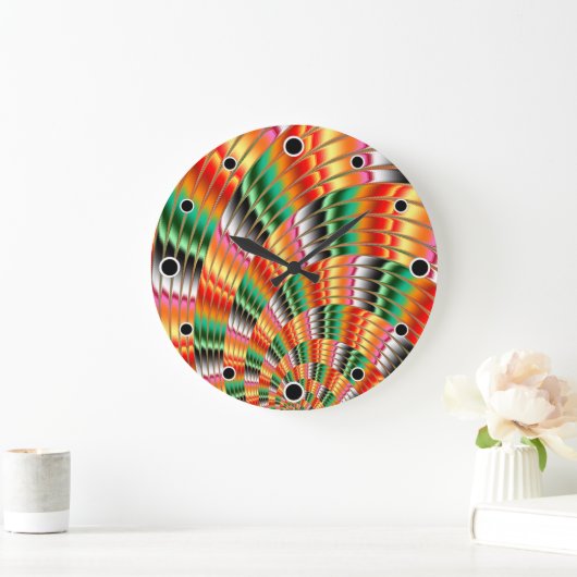 Colourful Swirling Fractal Große Wanduhr (Zuhause)