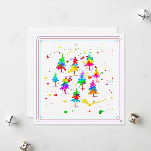 Colourful Trees Feiertagskarte (Vorderseite/Rückseite Beispiel)