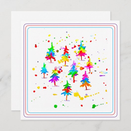 Colourful Trees Feiertagskarte (Vorne/Hinten)