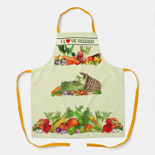 Colourful Vegetables I Love Vegetable Custom text Schürze (Vorderseite)