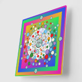 Colourful Vibrant  Rainbow Circles and Dots Quadratische Wanduhr (Winkel)