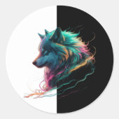 Colourful Wolf Sticker for any item surface. (Vorderseite)