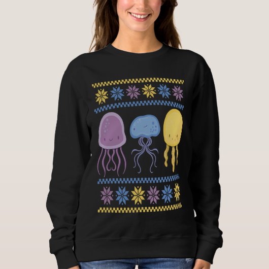 Colourful Xmas outfit with three different jellyfi Sweatshirt (Vorderseite)