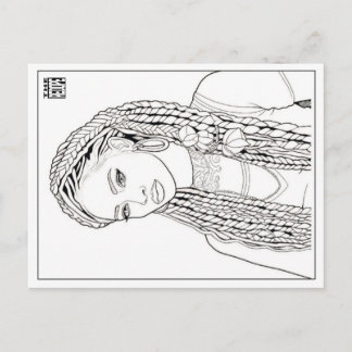 Colouring Post Card | Girl With Da Braidz Feiertagspostkarte