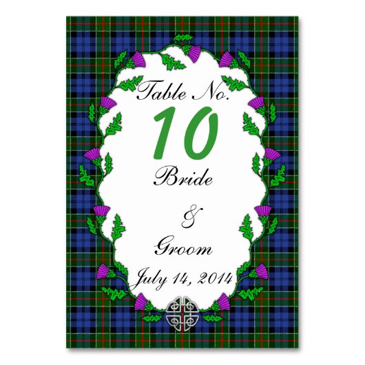 Colquhoun Celtic Wedding Tischnummer (Vorderseite)