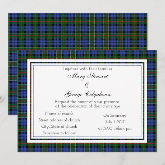 Colquhoun Scottish Wedding Einladung (Vorne/Hinten)