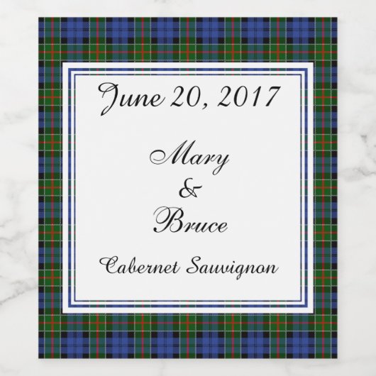 Colquhoun Scottish Wedding Wine Label Weinetikett (Einzelnes Label)