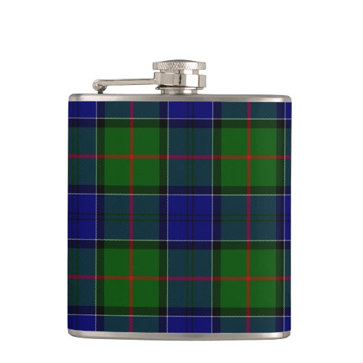 Colquhoun Tartan Blau kariert Flachmann (Vorderseite)