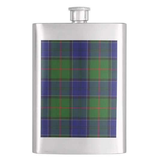 Colquhoun Tartan Blau kariert Flachmann (Vorderseite)