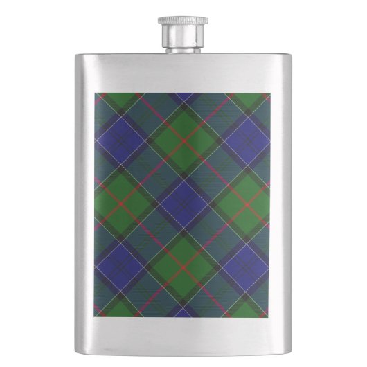 Colquhoun Tartan Blau kariert Flachmann (Vorderseite)