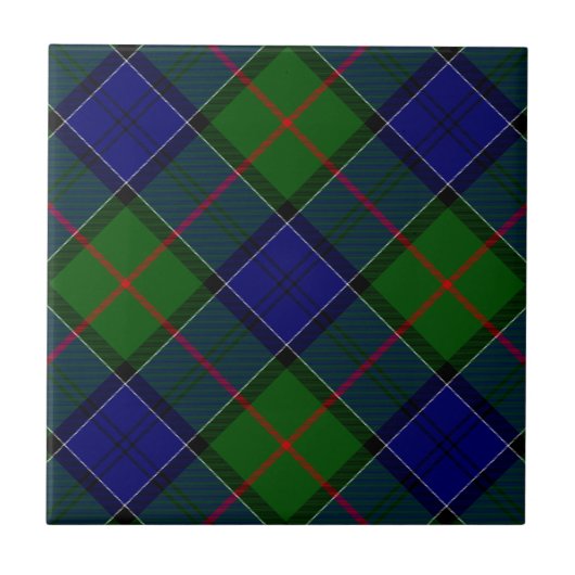 Colquhoun Tartan Blau kariert Fliese (Vorderseite)