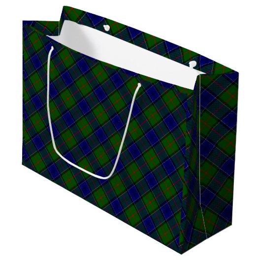 Colquhoun Tartan Blau kariert Große Geschenktüte (Vorderseite Schrägansicht)