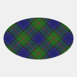 Colquhoun Tartan Blau kariert Ovaler Aufkleber